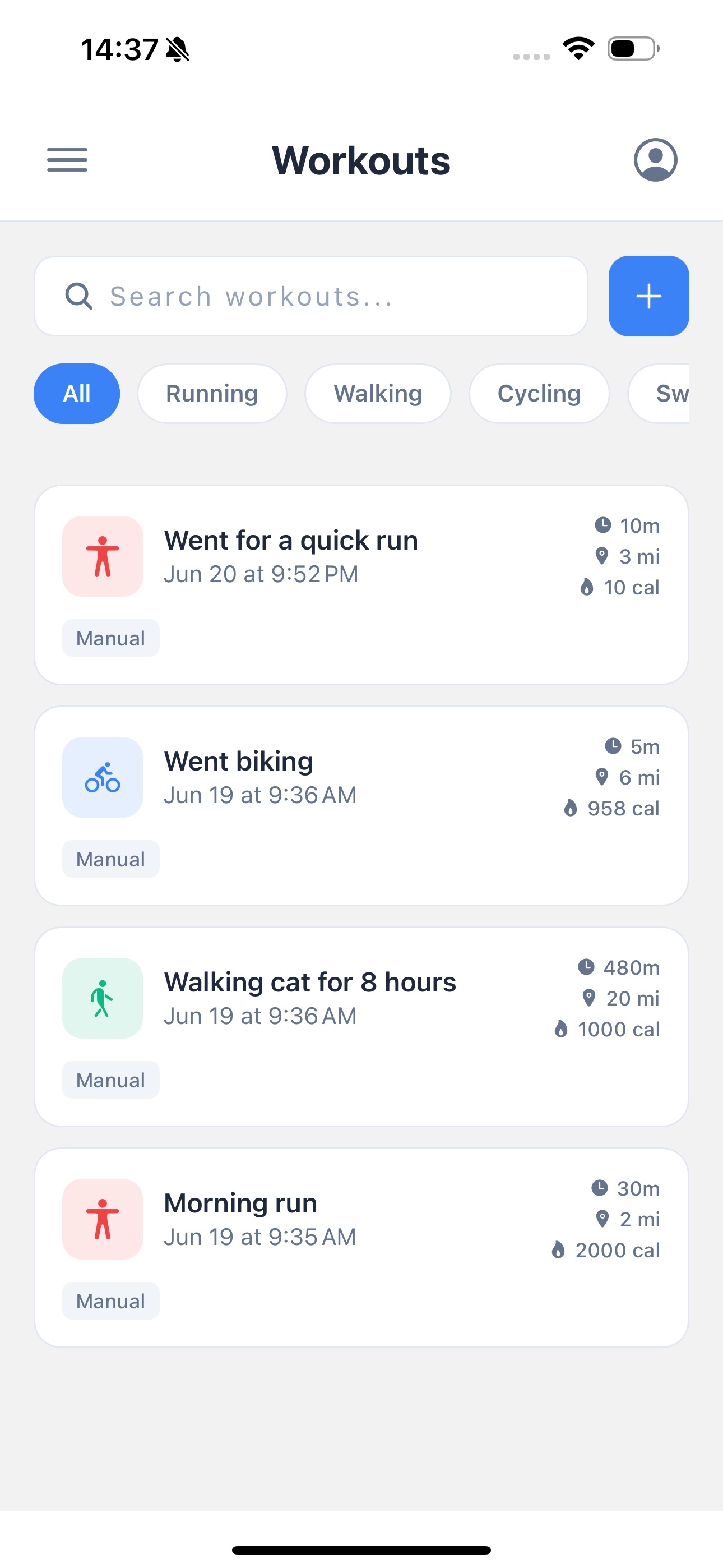 Workouts Screenshot